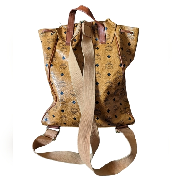 Vintage MCM Visetos Large Brown Logo Drawstring Backpack COA Authenticate First main image 11